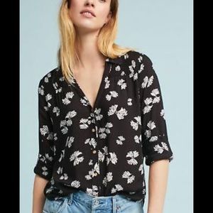 Anthropologie Maeve bow print button down